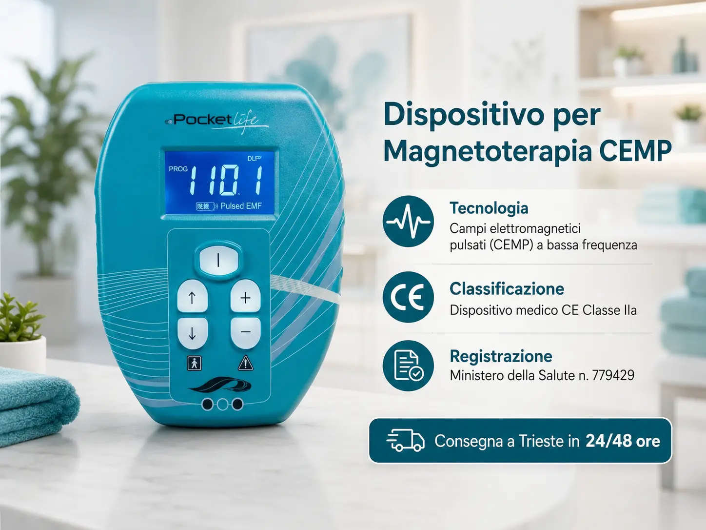 Apparecchio per magnetoterapia CEMP a noleggio a Trieste, consegnato a domicilio